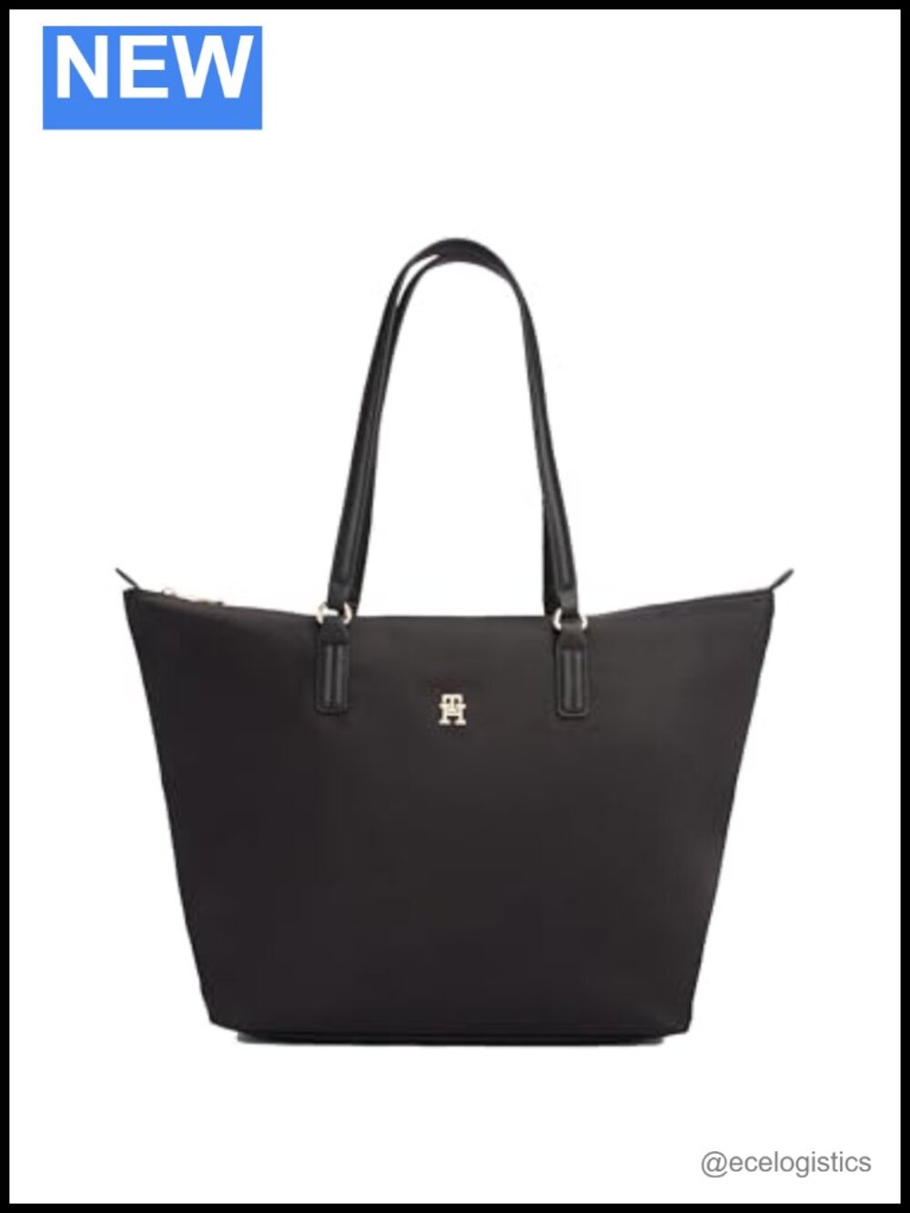 Large Nylon Tote Bag with Zipper, Work Laptop Bag, Travel Handbag